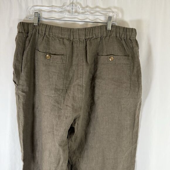 Britches of Georgetowne Linen Pants Women's Large Green Drawstring Pockets - Picture 10 of 12